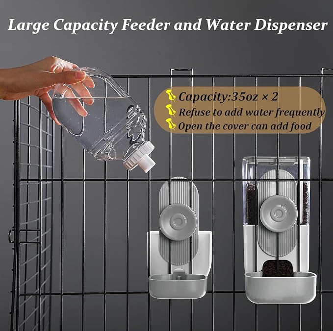 Kenond Hanging Automatic Food Water Dispenser, 35oz Rabbit Feeder Guinea Pig - Image 2