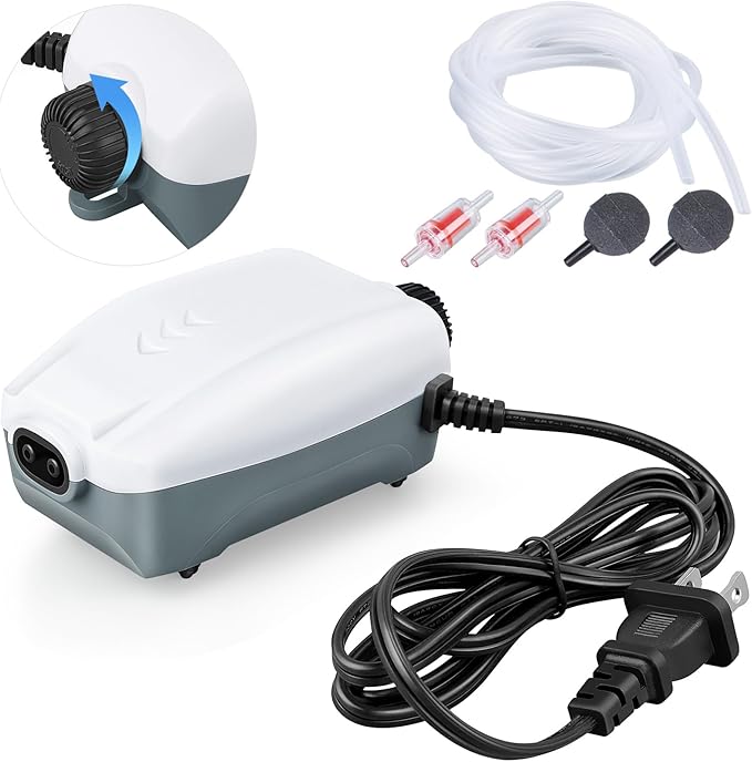 HITOP Dual Outlet Aquarium Electric Air Pump, Whisper Adjustable Fish Tank by HITOP-FocusonAquarium
