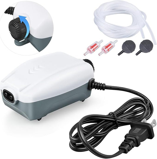 HITOP Dual Outlet Aquarium Electric Air Pump, Whisper Adjustable Fish Tank by HITOP-FocusonAquarium