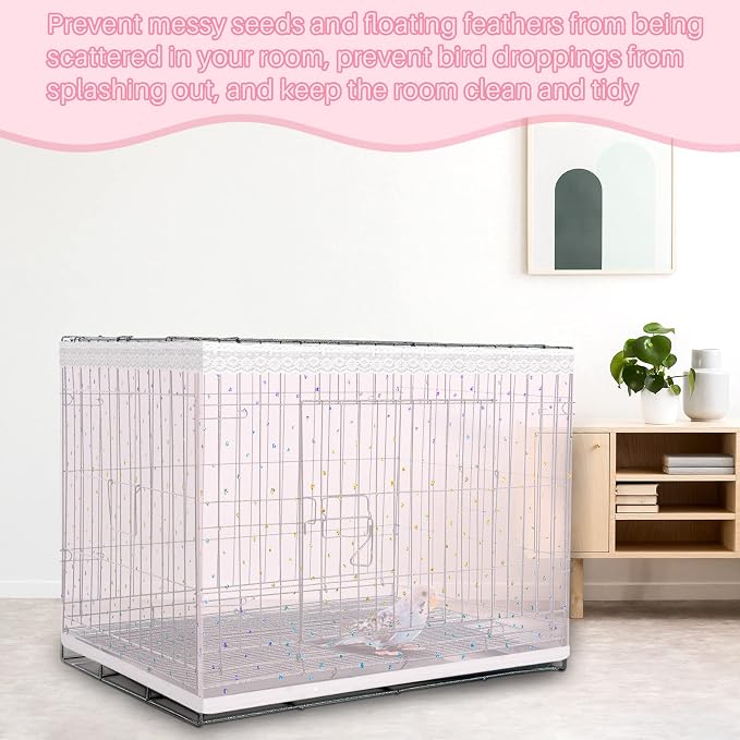 Shappy Large Bird Cage Cover, Bird Cage Seed Catcher, Adjustable Star Pattern - Image 4