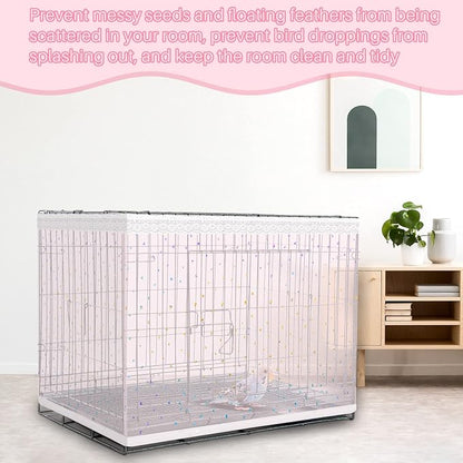 Shappy Large Bird Cage Cover, Bird Cage Seed Catcher, Adjustable Star Pattern - Image 4