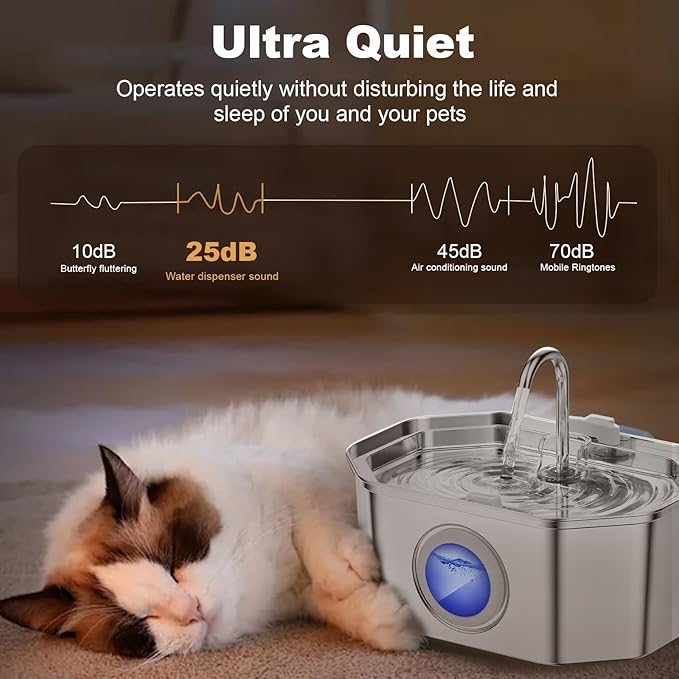 Cat Water Fountain Stainless Steel 108oz/3.2L, APAUK Automatic Pet Fountain Dog - Image 2