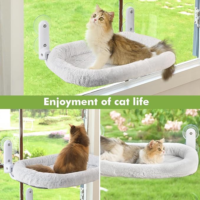 2PC Cat Window Perch with Bolster Foldable Cat Hammock Cushion Bed - Image 7