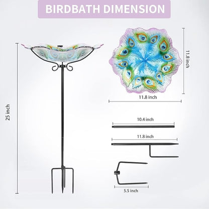 MUMTOP Glass Bird Bath, Garden Outdoor Birdbaths Birdfeeder - Image 4