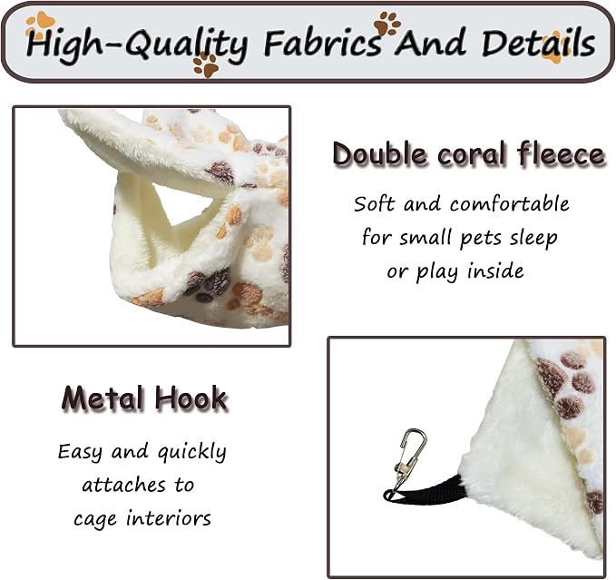 Cat Hammock for Cage, Soft Warm Hanging Bed for Kitten, Guinea Pig, Chinchilla - Image 4
