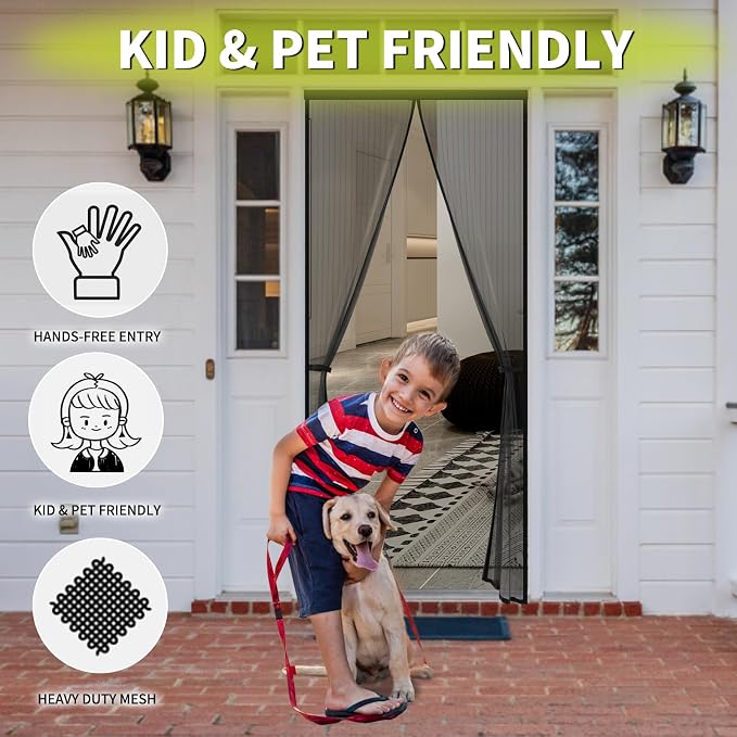 Magnetic Screen Door for 48 x 83 Inch French Door, Screen Itself Size: 50" x 84" - Image 5