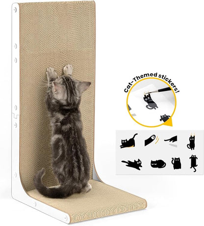 Cat Scratcher Lounge, 23 Inch L-Shaped Cat Scratch Pad, Vertical & Horizontal - Image 9
