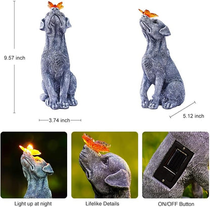 Goodeco Dog Statue with Solar Butterfly - Image 2