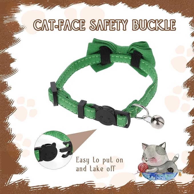 2 Pcs Bowtie Cat Collar with Bell Breakaway Cat Collars Cute Boy Kitten Collar - Image 4