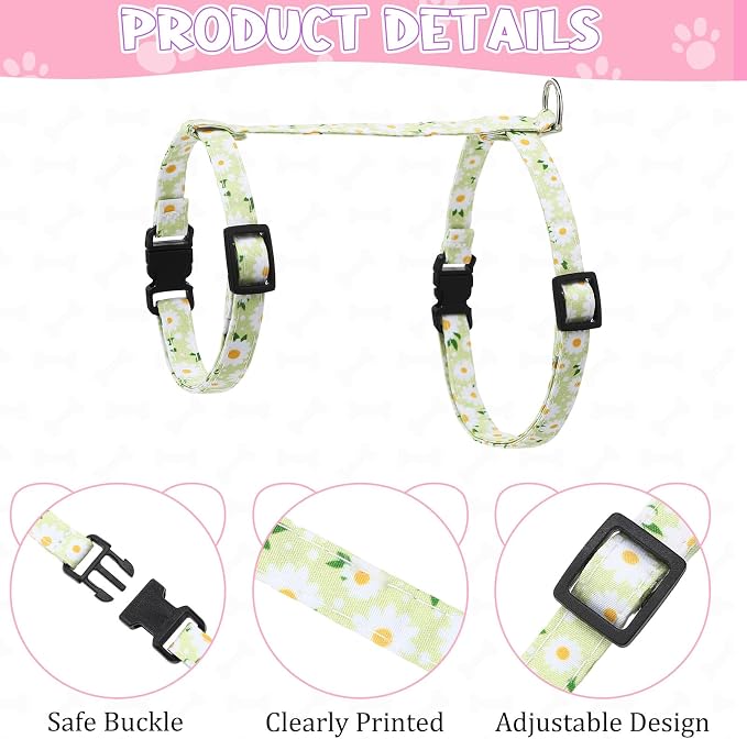 2 Pack Floral Cat Harness and Leash, Escape Proof Adjustable Kitten Harness - Image 2