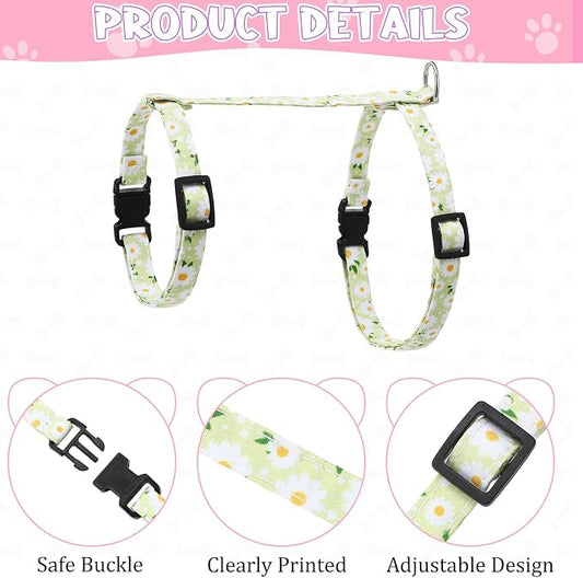2 Pack Floral Cat Harness and Leash, Escape Proof Adjustable Kitten Harness - Image 2