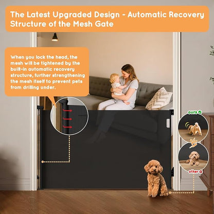 Retractable Baby Gate for Stairs, Automatic Tension, One-Hand Operation - Image 5