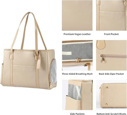 Stylish Dog Purse Carrier, Leather Pet Carrier Bag - Image 4
