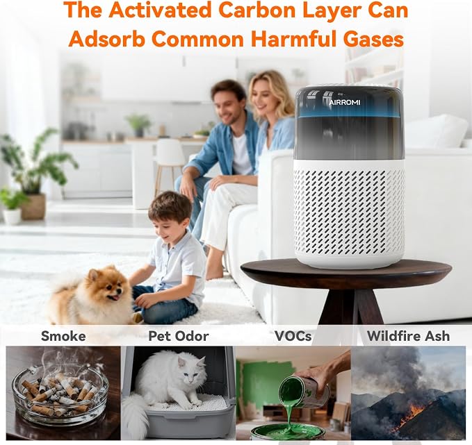 AIRROMI HEPA Air Purifier for Bedroom&Home, Pet Air Purifier for Home Pets - Image 5