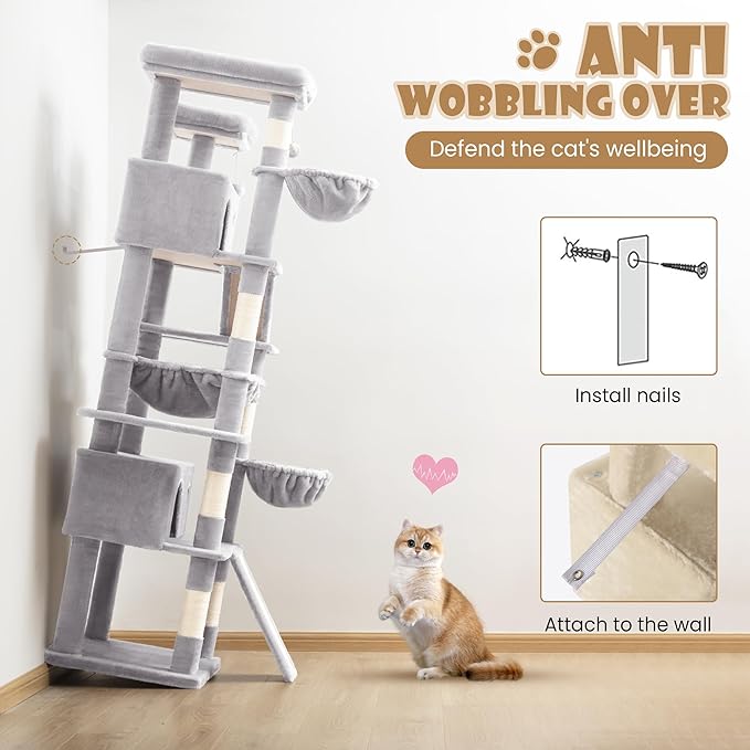 SHA CERLIN 81in Multi-Level Tall Cat Tree Tower - Image 8