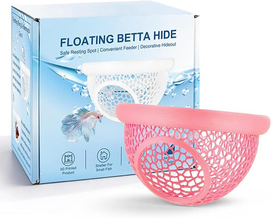 Pink Floating Betta Hide & Shrimp Cave – 3D Printed Aquarium Hammock, Feeding - Image 2
