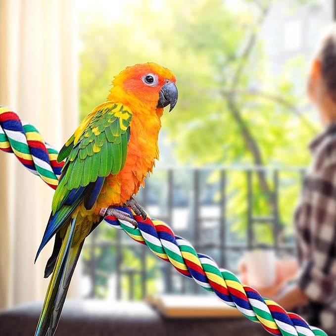 Weewooday 2 Pcs Bird Rope Perches Climbing Rope Bird Cage Accessories - Image 6