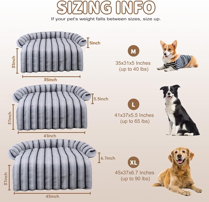 Large Dog Couch Bed, Fluffy Washable Couch Protector - Image 5