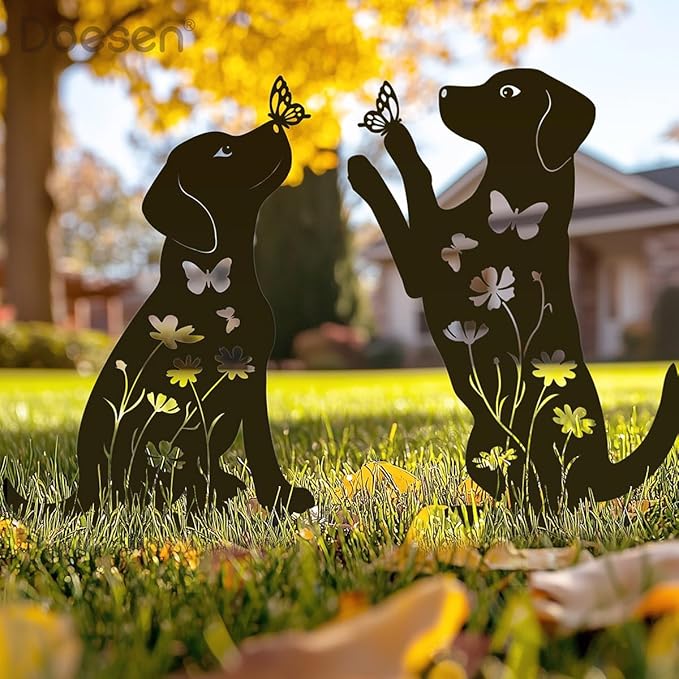 Metal Dog Garden Decor for Outside, Dog Yard Art, Weather Resistant Steel Dog - Image 5