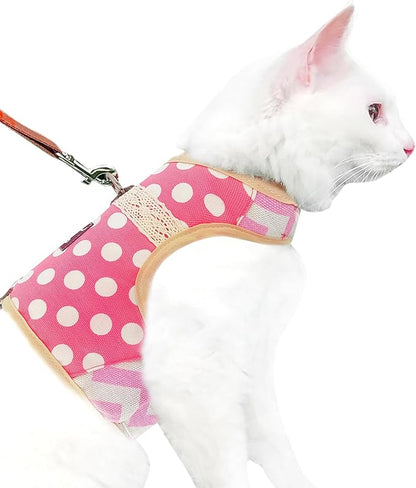 Cat Harness and Leash for Walking Escape Proof, Adjustable Cat Vest Harness by Yizhi+Miaow