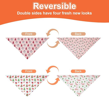 Cute Christmas Dog Bandanas Small 2PCS, 4 Pattern Holiday Scarf - Image 6