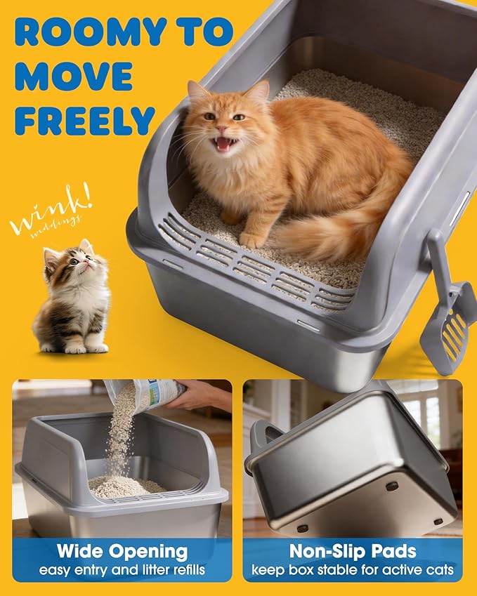 Stainless Steel Cat Litter Box, Metal Litter Box - Image 7