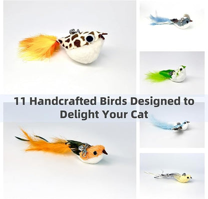 11 PCS Multi-Functional Cat Toy Replacement Heads – Realistic Handmade Bird - Image 3