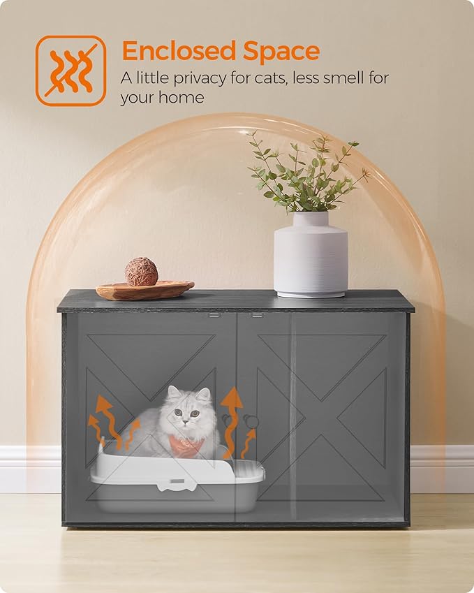 Feandrea Cat Litter Box Enclosure, Litter Box Furniture Hidden - Image 4