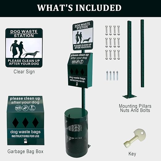 Dog Waste Station, 12 Gallons Pet Waste Bin, Outdoor Dog Waste Disposal System - Image 6