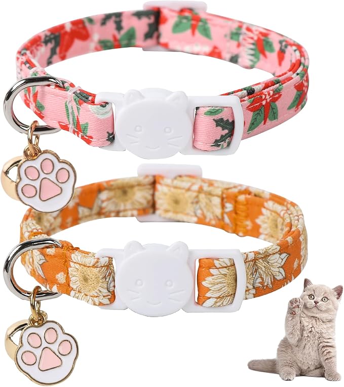 Unique Style Paws Christmas Kitten Collar, 2 Pack Cat Collar by Uniquestylepaws