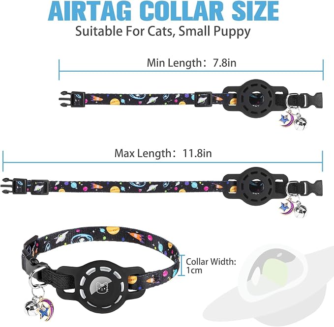 BINGPET AirTag Cat Collar with Bells, Upgraded Safety Elastic Cat Collar with - Image 2