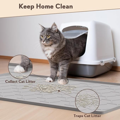 Cat Mat for Litter Box, Large 34" X 22" Cat Litter Mat, Waterproof Silicone Pad - Image 2