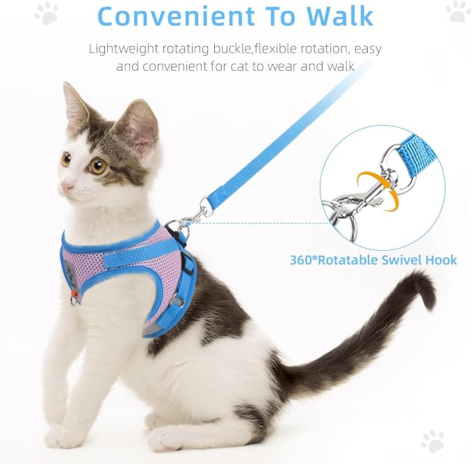 Cat Vest Harness and Leash Set for Walking Escape Proof, Adjustable Kitten - Image 3