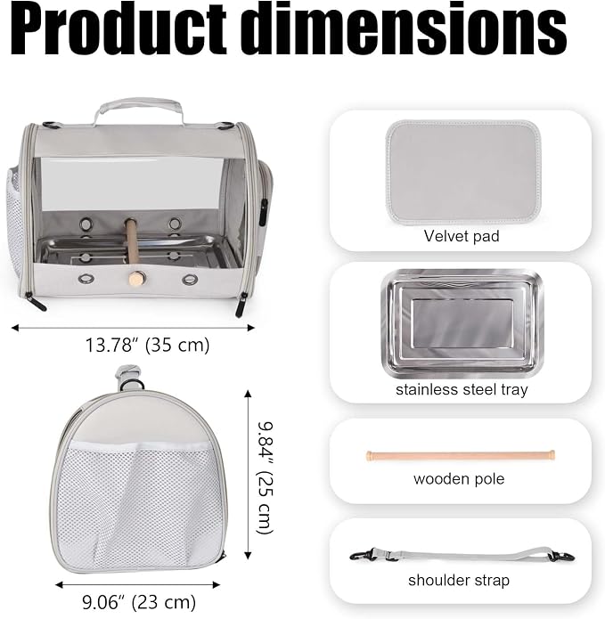 Small Bird Travel Carrier Cage for Long Tail BirdCockatiel Parakeet Parrot - Image 2