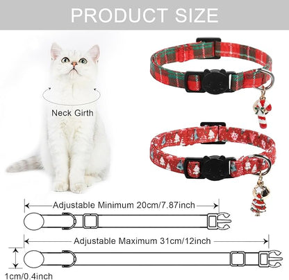 Lionet Paws 2pcs Pack Christmas Cat Collarr, Christmas Tree & Red Green Plaid - Image 4