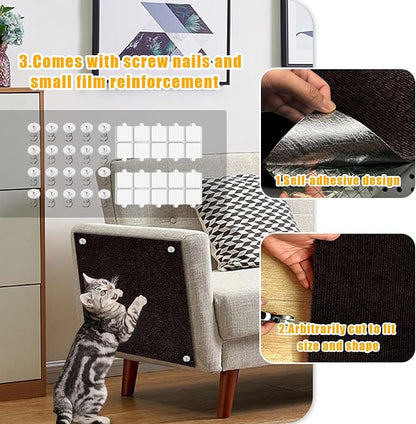 Cat Scratch Mat, 118.5"x17.4" Trimmable Self-Adhesive Cat Scratch Furniture - Image 4