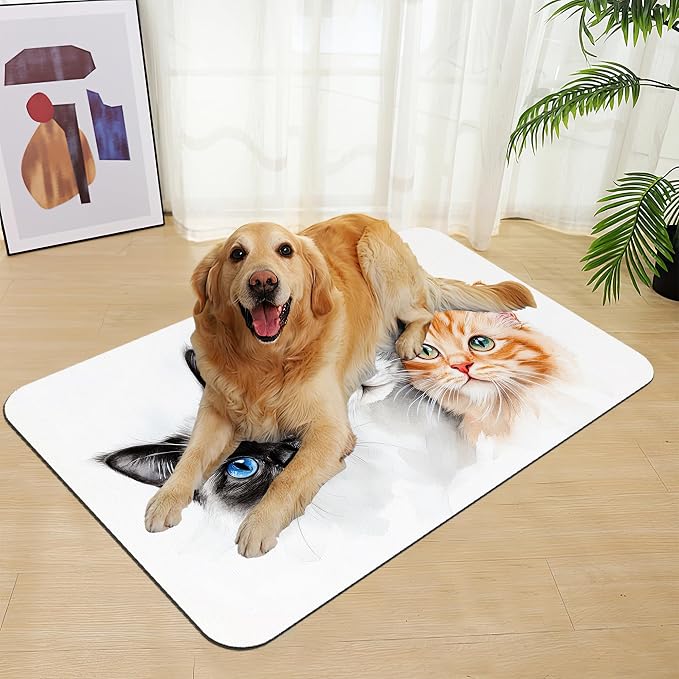 Cute Cats Pet Food Mat for Cats and Dogs–Christmas Stocking Absorbent Quick Dry - Image 7