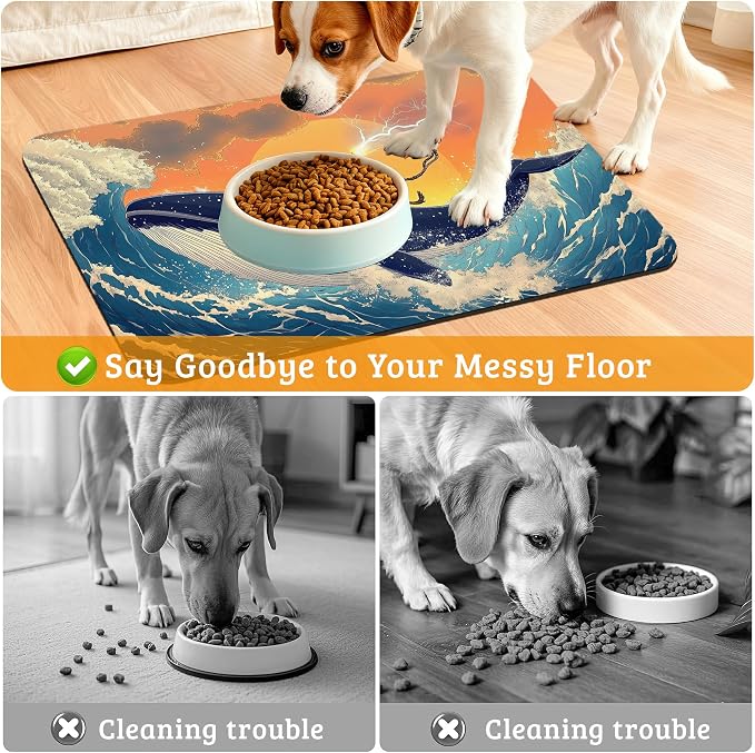 Dog Bowl Mat, Cat Shark Pet Feeding Mat - Image 4