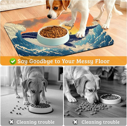 Dog Bowl Mat, Cat Shark Pet Feeding Mat - Image 4