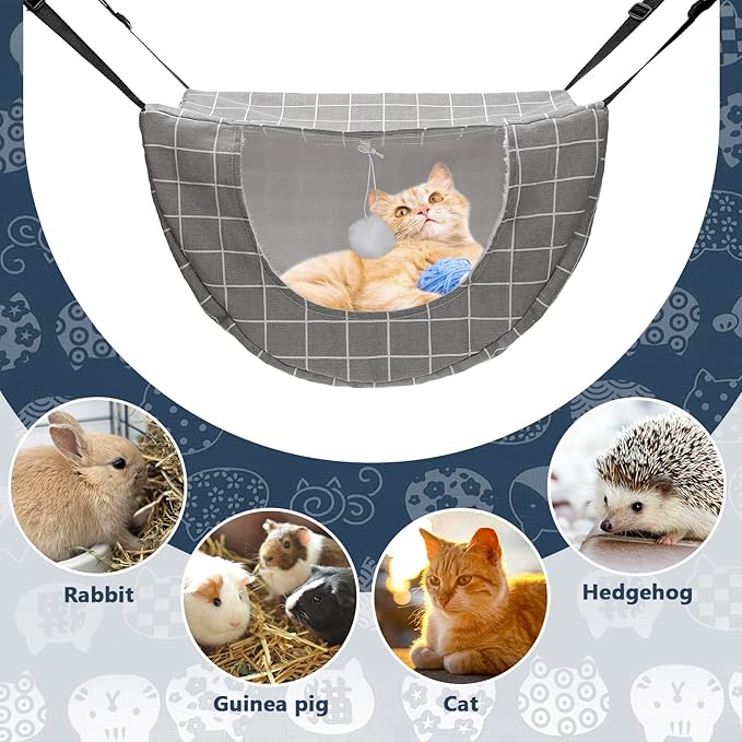 Unittype 2 Pieces Cat Cage Hammock Hanging Pet Bed Double Layer Soft Plush - Image 6