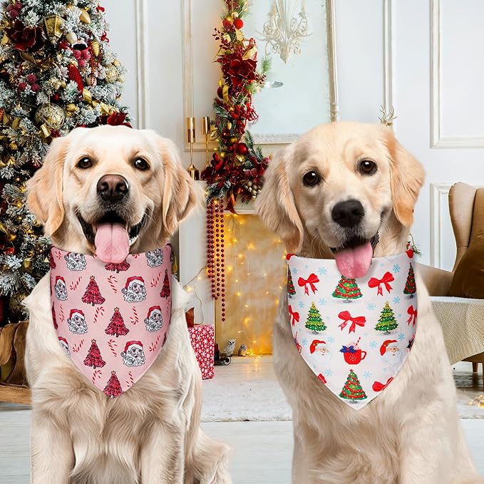 Cute Christmas Dog Bandanas Small 2PCS, 4 Pattern Holiday Scarf - Image 4