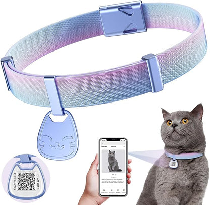 Cat Collar with QR Code Name Tag, Breakaway Kitten Collar by typecase