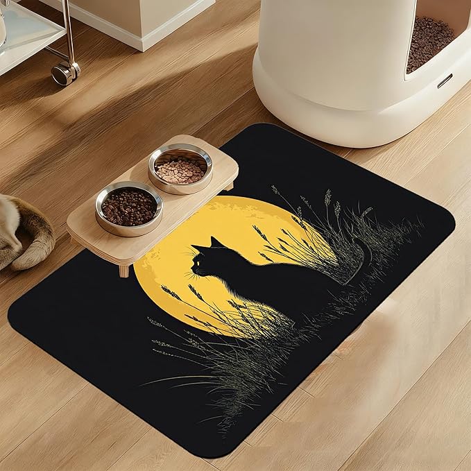 Giner Cat Moon Pet Food Mat for Cats and Dogs–Christmas Stocking Absorbent by LUTASER
