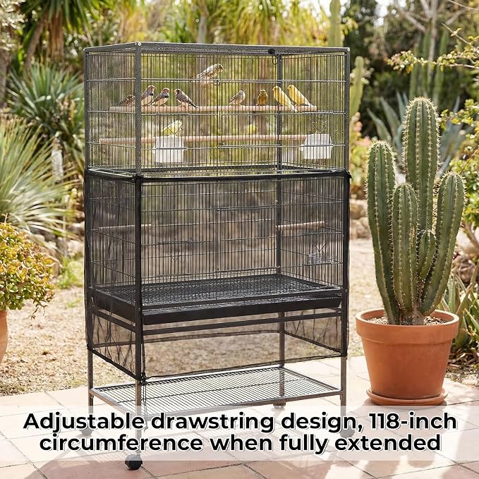 Large Bird Cage Cover Bird Cage Seed Catcher 118 x 31 Inches Adjustable Elastic - Image 5