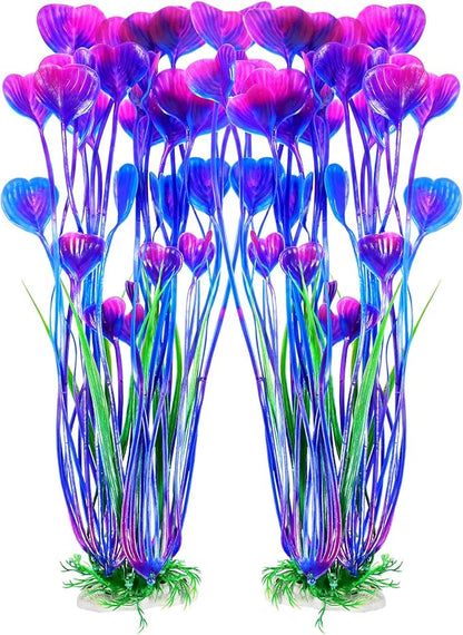 AQUANEAT Artificial Fish Tank Plants, Plastic Aquarium Accessories Large by Aquaneat