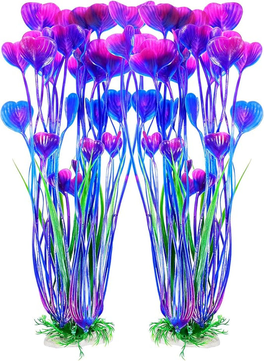 AQUANEAT Artificial Fish Tank Plants, Plastic Aquarium Accessories Large by Aquaneat