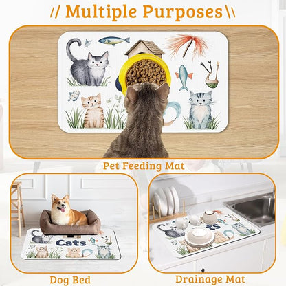 Cats Dog Food Mat, Cute Fun Absorbent Pet Feeding Mat - Image 7