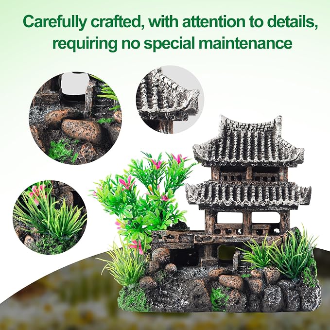 CousDUoBe 9Pcs Resin Castle Decorations Set，Realistic Fish Tank Castle - Image 6