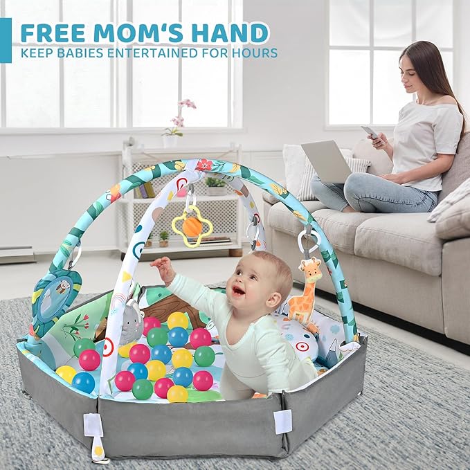 Baby Gym Play Mat, 8-in-1 Tummy Time Mat & Ball Pit - Image 5