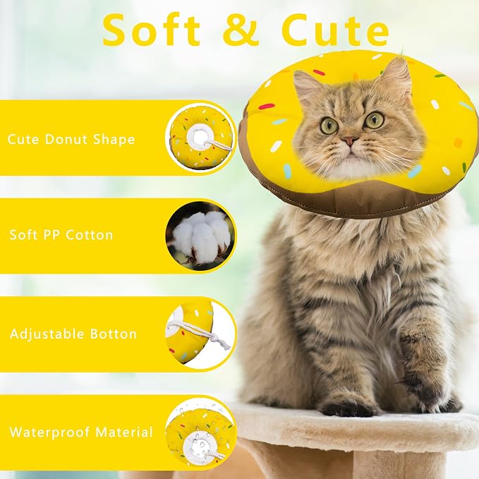 Cat Cone Collar Soft, Adjustable Cat Recovery Collar Kitten Cones to Stop - Image 3